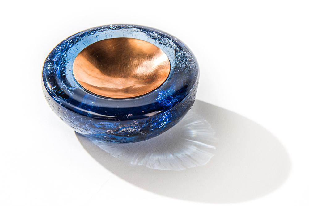 Meniscus Series, 2015 sandcast glass and copper6x6x3.4